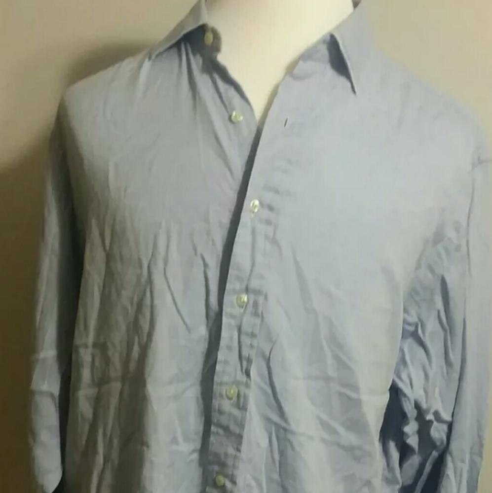Polo By Ralph Lauren 17.5x35 Philip Cotton Blue Button Down Shirt Men Dr…